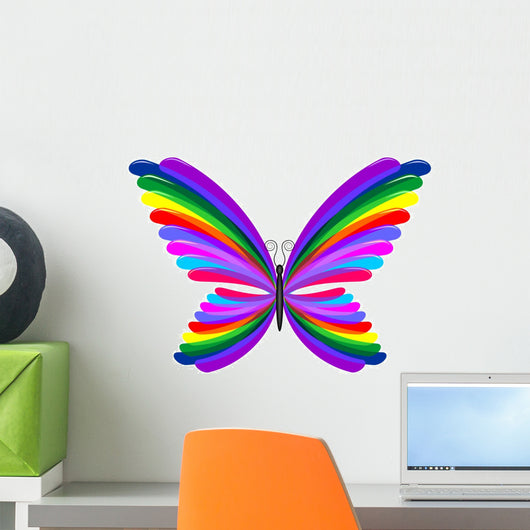 Butterfly Rainbow Abstract Design-farfalla Arcobaleno Astratto Wall Decal