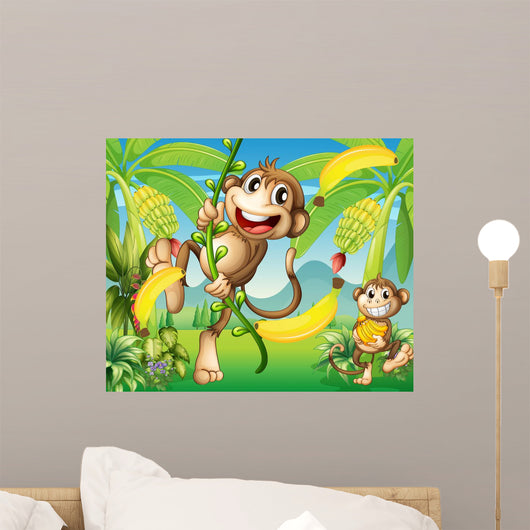 Two Monkeys near Banana