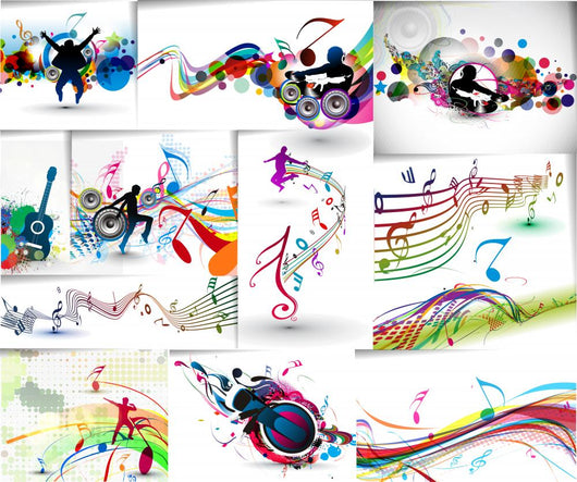 Music Notes Wave Line
