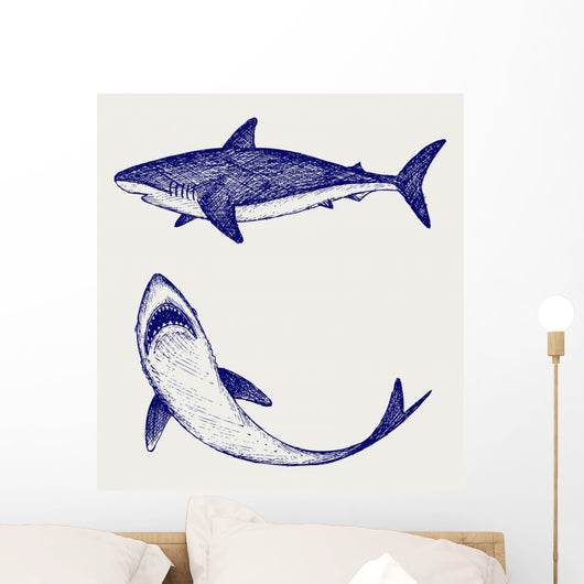 Reef Shark. Doodle style Wall Decal