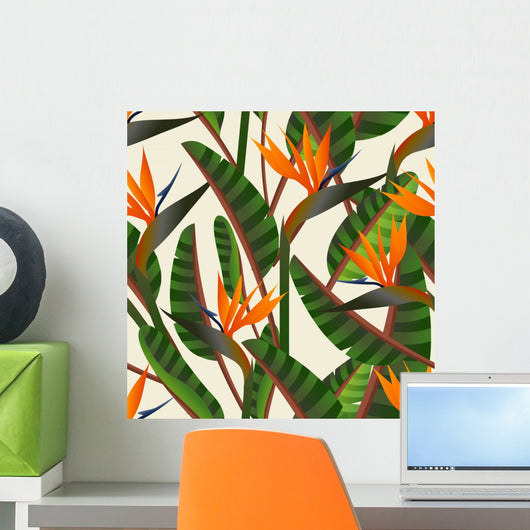 Bird Paradise Flower Pattern Wall Decal