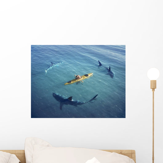 Surrounded Sharks Wall Decal