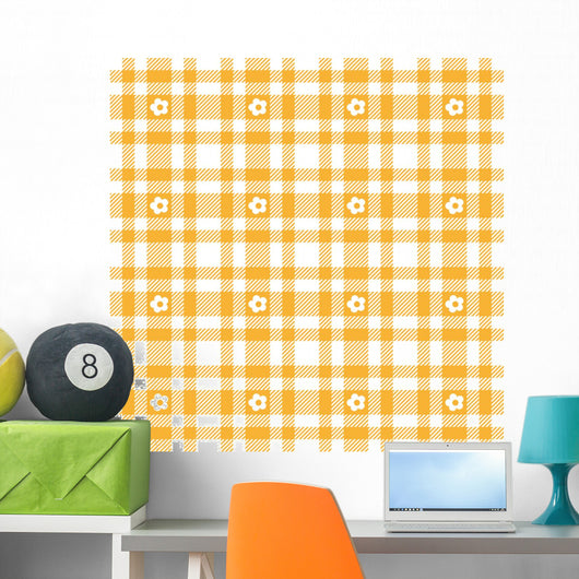 Flowers Karo Tablecloths Pattern Wall Decal