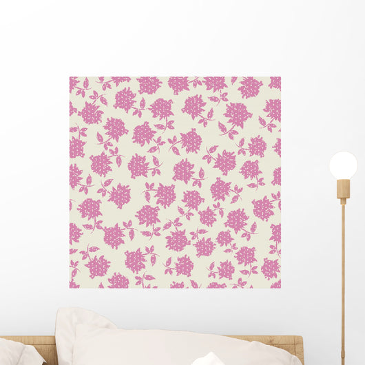 Seamless Pink Floral Pattern Wall Decal