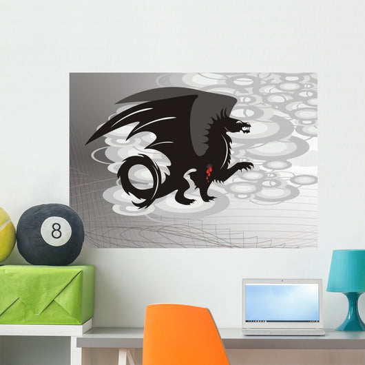 Black Dragon with Blood Wall Mural