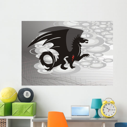 Black Dragon with Blood Wall Mural