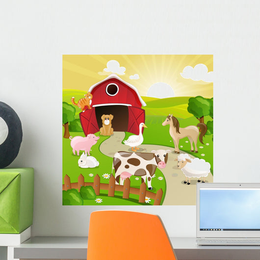 Vector Illustration of Farm Animals Wall Mural