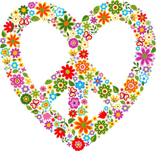 Heart Peace Symbol With Floral Pattern Wall Decal
