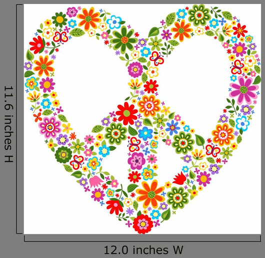Heart Peace Symbol With Floral Pattern Wall Decal