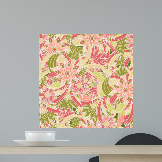 Abstract Floral Seamless Pattern Wall Decal