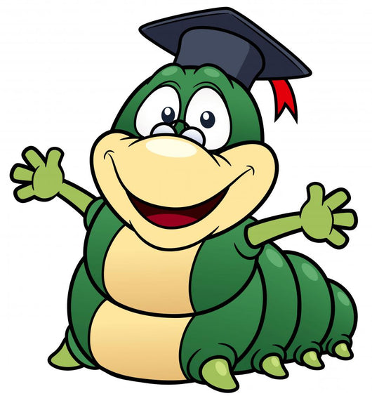 illustration of Cartoon worm professor Wall Decal