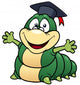 illustration of Cartoon worm professor Wall Decal