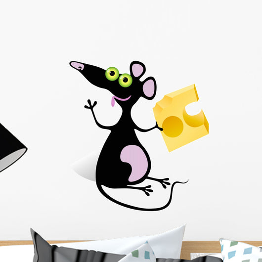 Mouse with Piece of Cheese Wall Decal