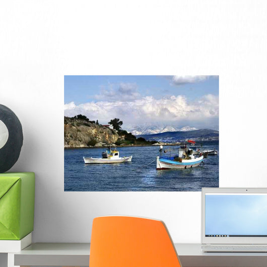 Winter Fishing Boats Wall Decal