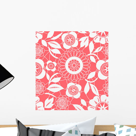 Pink and White Floral Wall Decal