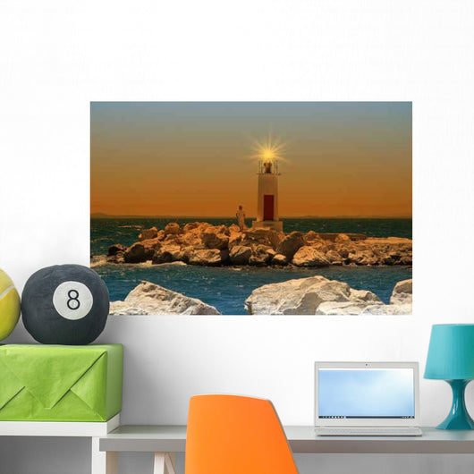 Lighthouse at Sunset Wall Decal