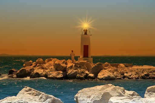 Lighthouse at Sunset Wall Decal