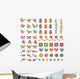 vector illustration of colorful bird,butterfly and fish Wall Mural