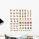 vector illustration of colorful bird,butterfly and fish Wall Mural