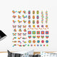 vector illustration of colorful bird,butterfly and fish Wall Mural