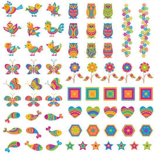 vector illustration of colorful bird,butterfly and fish Wall Mural