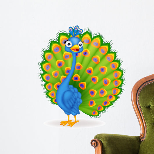 Cute peacock cartoon Wall Decal
