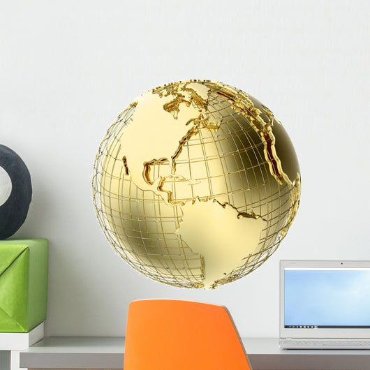 Earth Gold Metal White Wall Decal