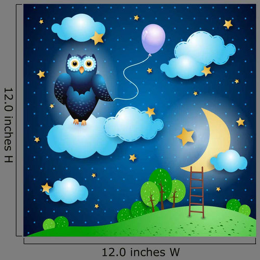 Fantasy landscape with owl Wall Mural