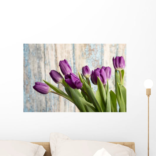 Purple Tulips by an Old Barn Wall Mural