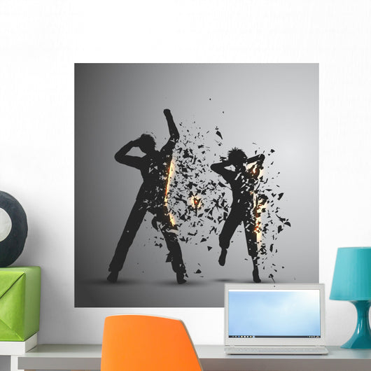 Exploding Silhouettes Wall Mural