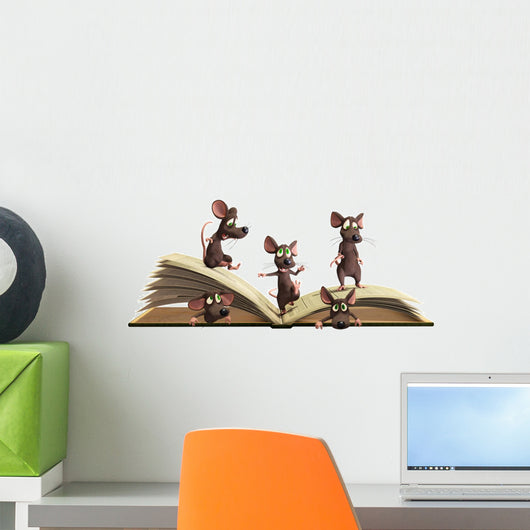 Mice reading book Wall Decal