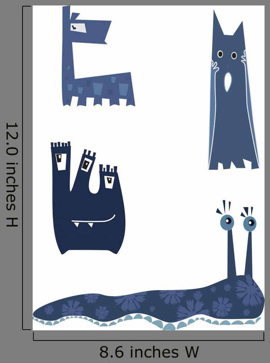 Four Funny Cartoon Monster Wall Stickers