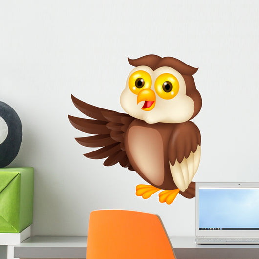 Owl cartoon waving Wall Decal