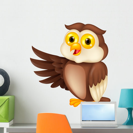 Owl cartoon waving Wall Decal