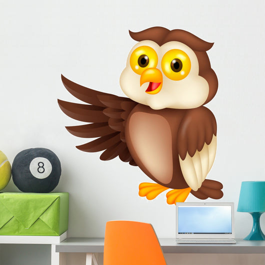 Owl cartoon waving Wall Decal