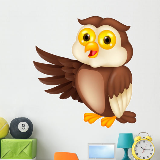 Owl cartoon waving Wall Decal