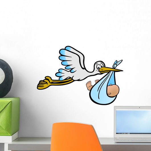 The Stork brings a boy - vector and Wall Decal