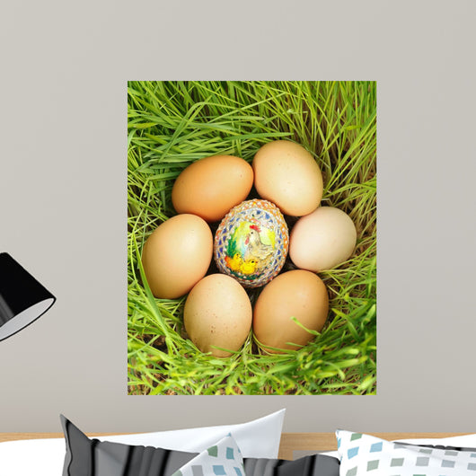 Colored Egg between Unpainted Wall Mural