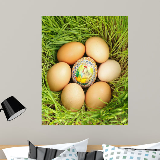 Colored Egg between Unpainted Wall Mural