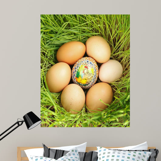 Colored Egg between Unpainted Wall Mural