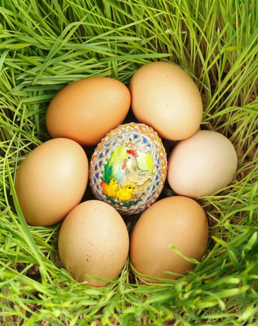 Colored Egg between Unpainted Wall Mural