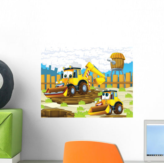 The cartoon digger - illustration for the children Wall Mural