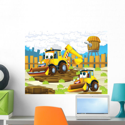The cartoon digger - illustration for the children Wall Mural