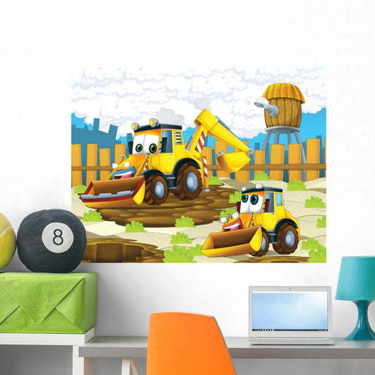 The cartoon digger - illustration for the children Wall Mural