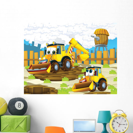 The cartoon digger - illustration for the children Wall Mural