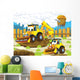 The cartoon digger - illustration for the children Wall Mural