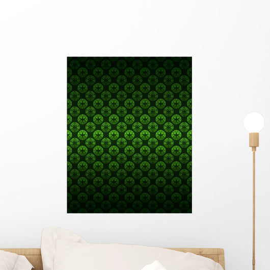 green Art Nouveau pattern dark background vector Wall Mural