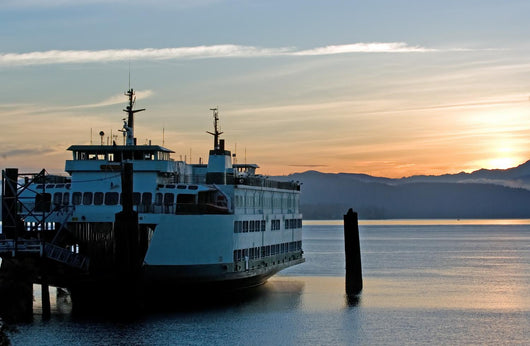 Ferry in Sunrise Wall Mural