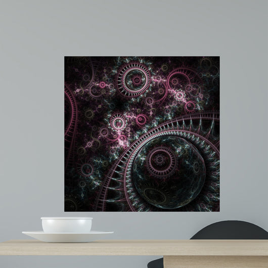 Closeup Clockwork Steampunk Watch Wall Mural