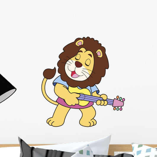 Cartoon Lion Playing a Guitar Wall Decal